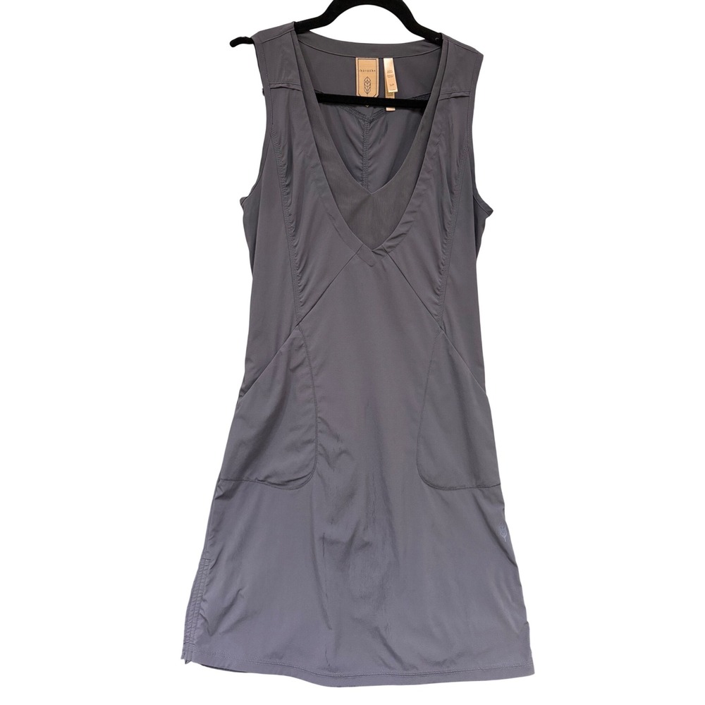 Indygena Sleeveless Outdoor Dress Womens Small Gray V-Neck Pockets Hiking Travel